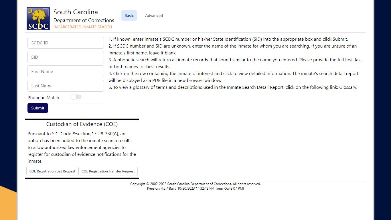 Incarcerated Inmate Search - SCDC