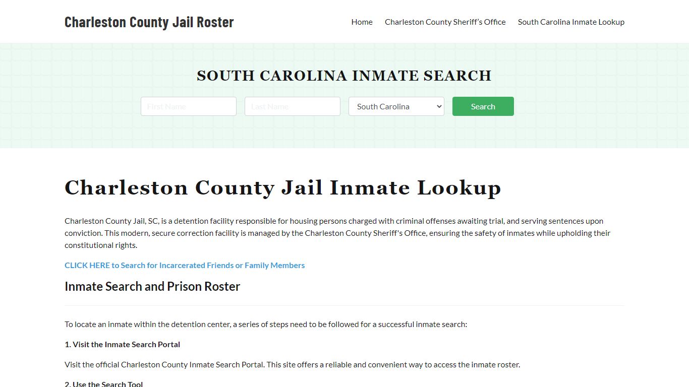 Charleston County Jail Roster Lookup, SC, Inmate Search